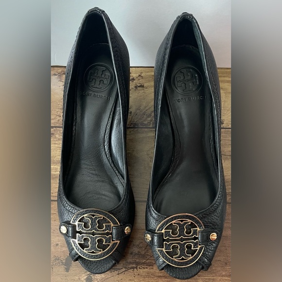Tory Burch Black Amanda Peep Toe Pumps 8M - Picture 2 of 10
